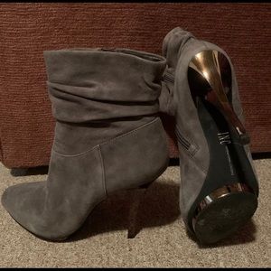 INC Grey leather booties size 8 1/2